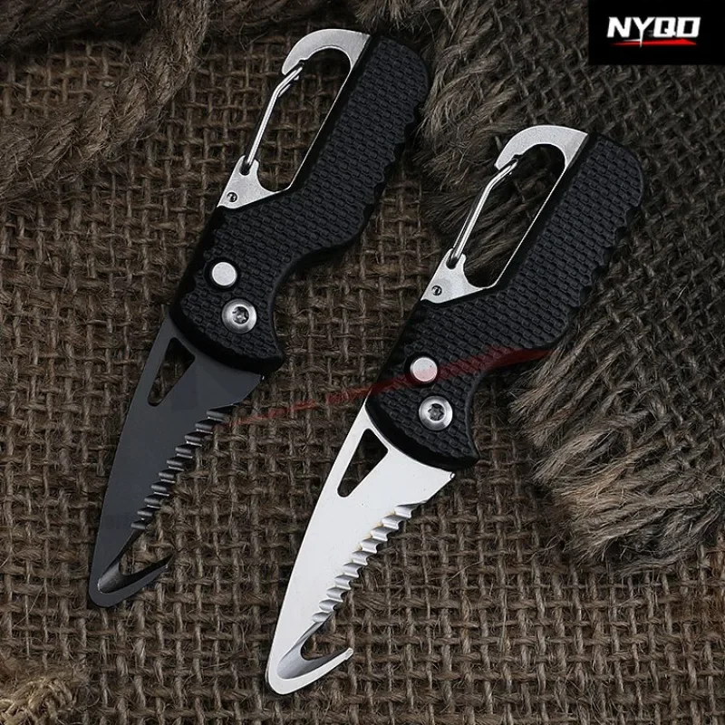 Outdoor Camping Carry-on Survival Tool Box Opener Portable Folding Knife Express Package Knife Gift Keychain Serrated Hook Knife