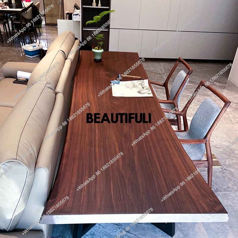 Source South American walnut large board coffee table log North American black walnut tea table desk