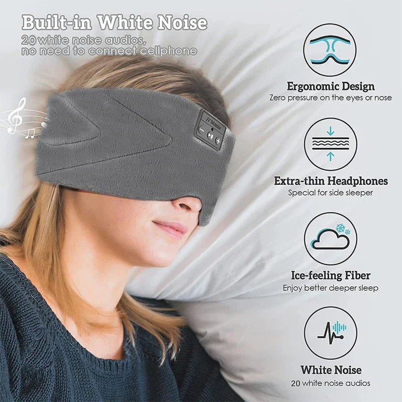 2023 New 3D Stereo Sleep Eye Mask Ice-Feeling Breathable Bluetooth Sleep Eye Mask Headphones Extra Soft Blackout 20 White Noise