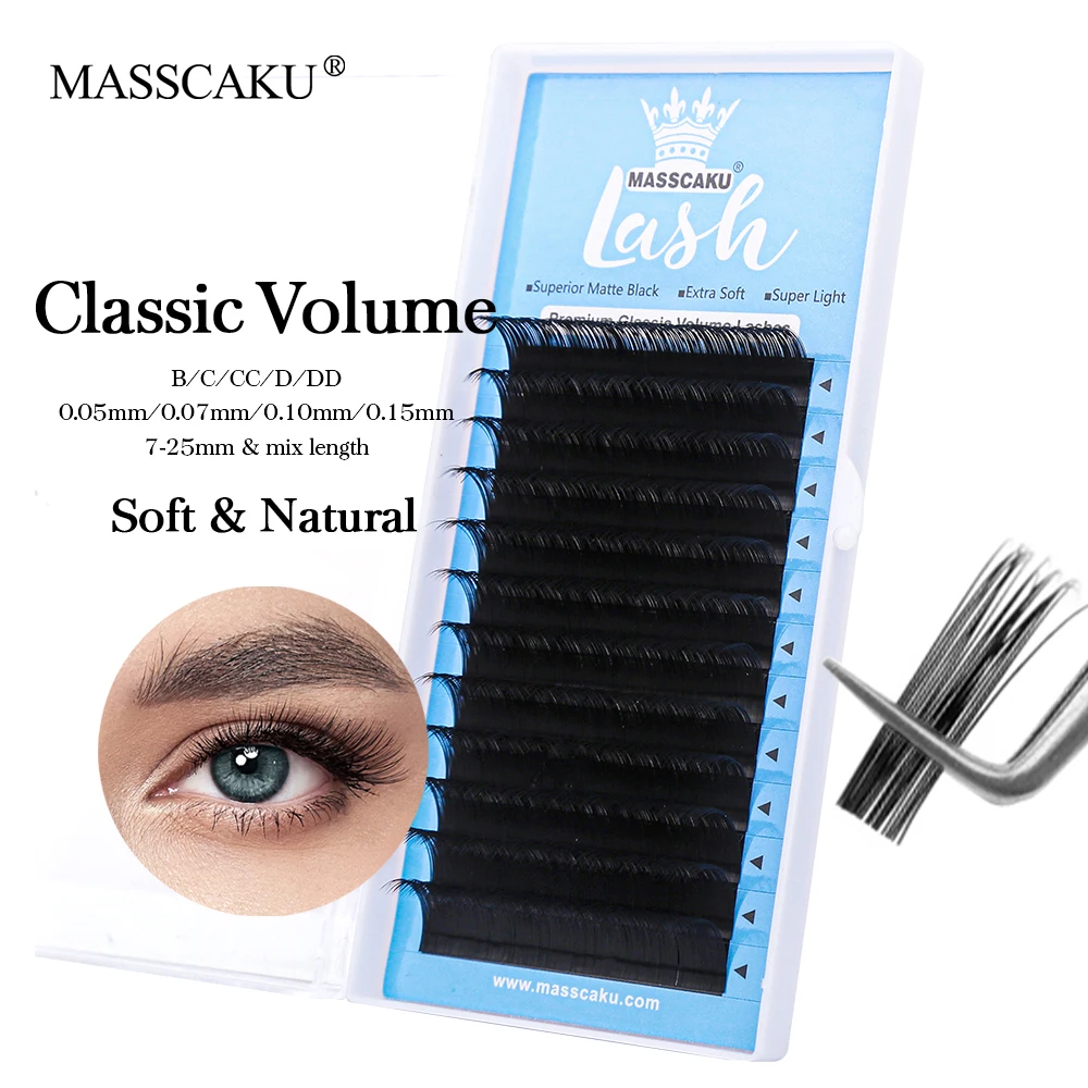 

High Quality Soft Natural Russian Volume Eyelashes Extension C D Curl Professional Grafting Regular Classic Lashes in Stock