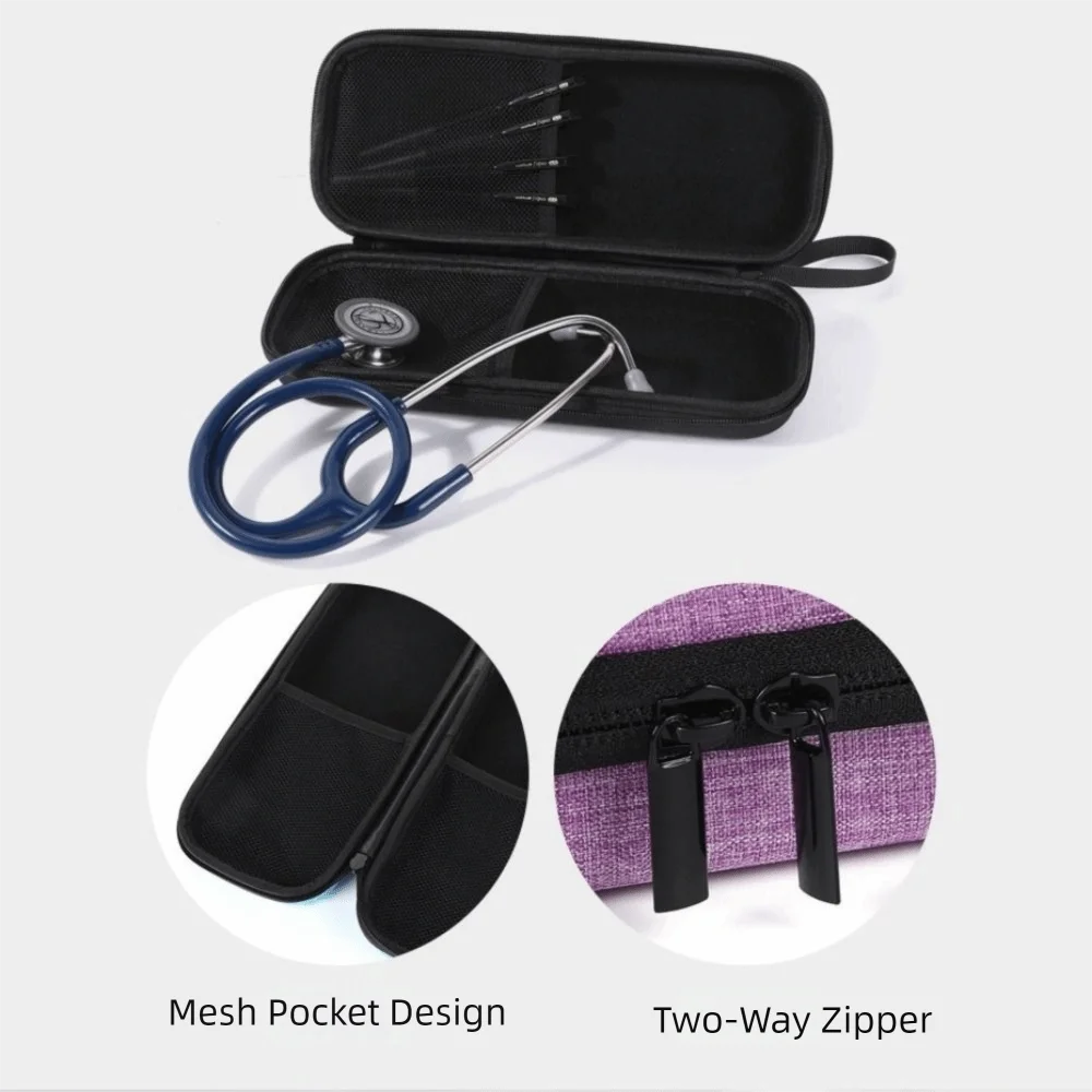 EVA Stethoscope Storage Bag Shockproof Empty Stethoscope Carrying Case Hard Shell Mesh Pockets Portable Storage Box Office