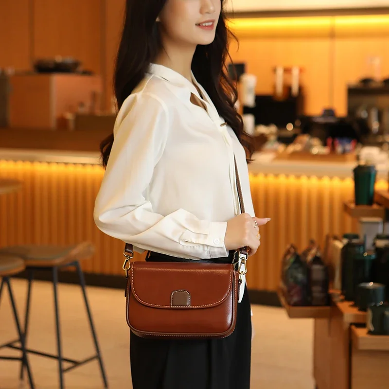 Crossbody Shoulder Bag With 2inch Retro Colorful Small Yellow Woman Cell Phone Vintage Fashion Single Leather Square Black Brown