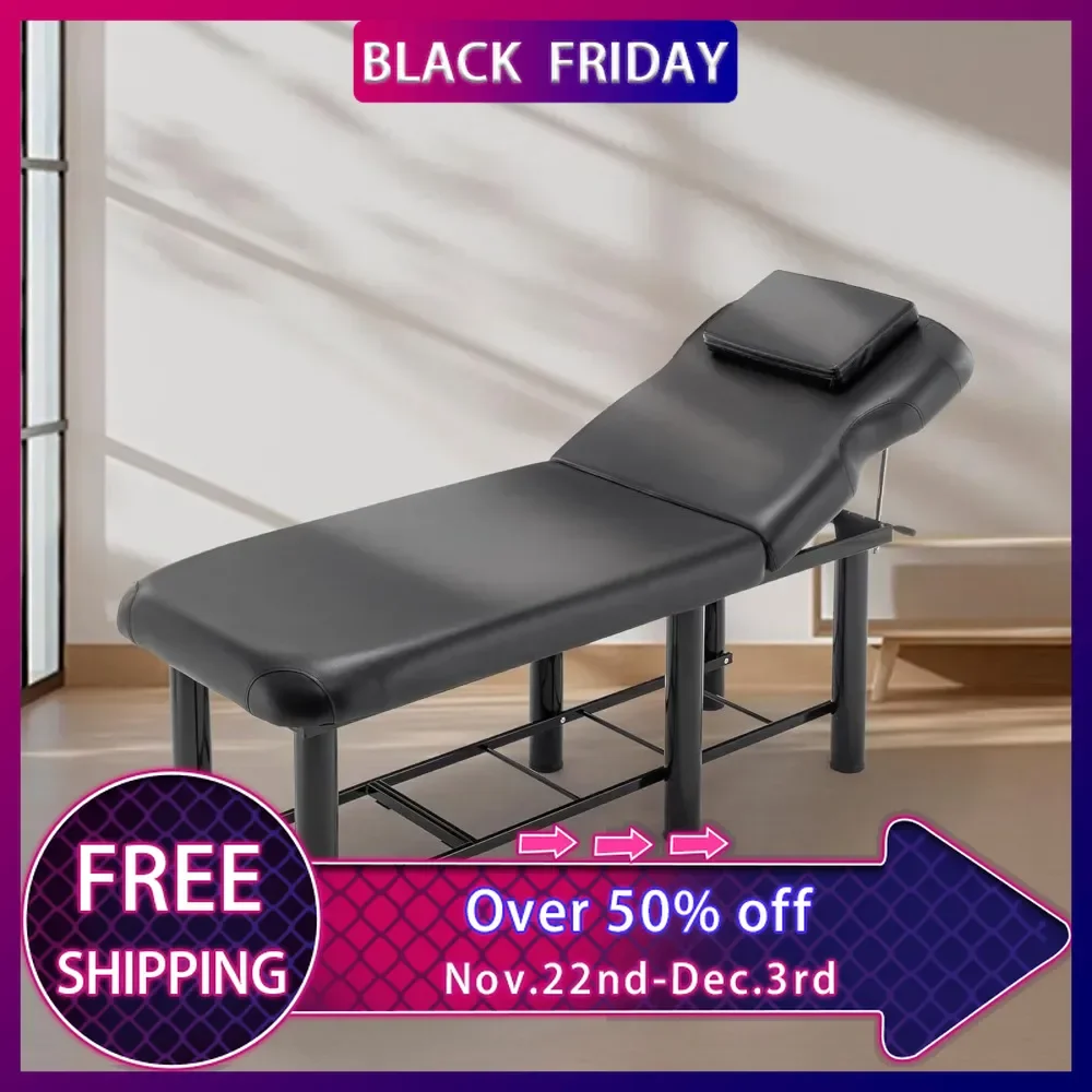 

Massage Bed Stationary Adjustable Massage Table Spa Bed 73" x27.5” Physical Therapy Table with Memory Foam Salon Bed w/Headrest