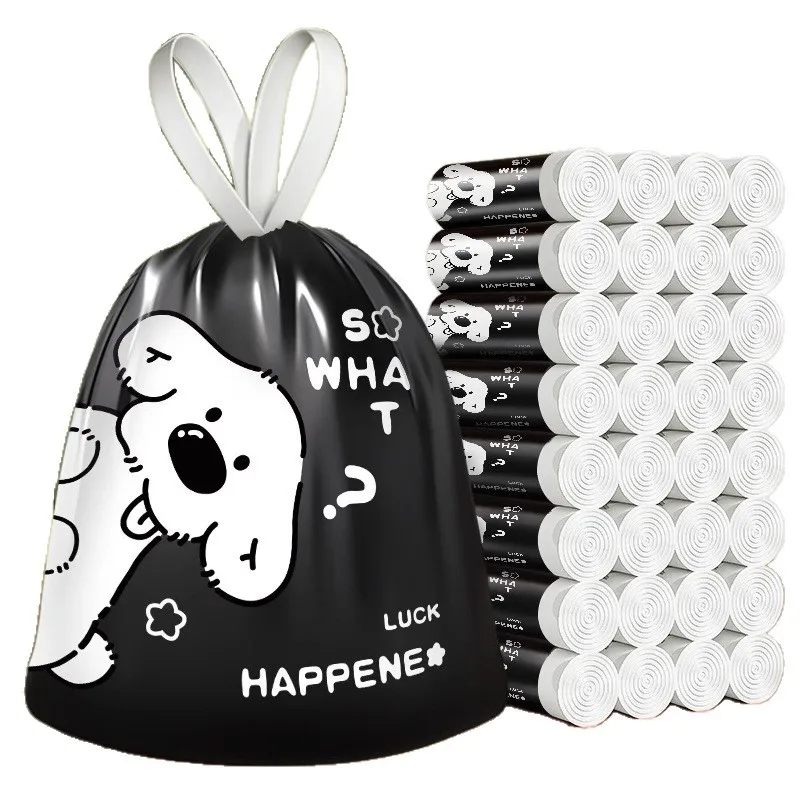 45x45cm 50Pcs Printed Tear-Free Drawstring Trash Bags Disposable Garbage Bags