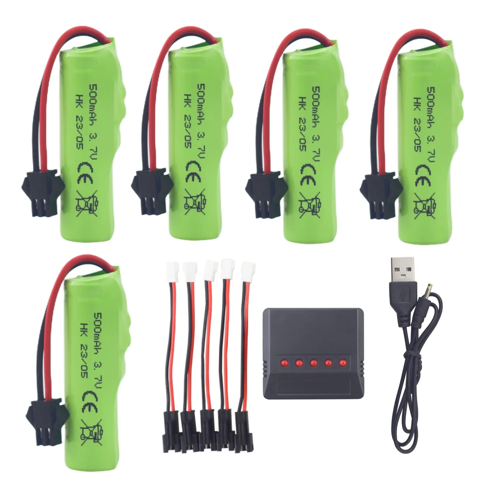 

5PCS 14500 3.7V 500mah Li-Po battery+5 in 1 charger for DE35 DE38 DE40 DE50 TB202 TB201 TM201 TC141 DE44 DE55 TS201 TD202 RC car