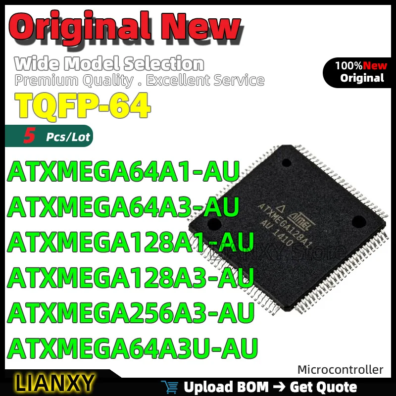 

5pcs TQFP-64 ATXMEGA64A1-AU ATXMEGA64A3-AU ATXMEGA128A1-AU ATXMEGA128A3-AU ATXMEGA256A3-AU ATXMEGA64A3U-AU Microcontroller New