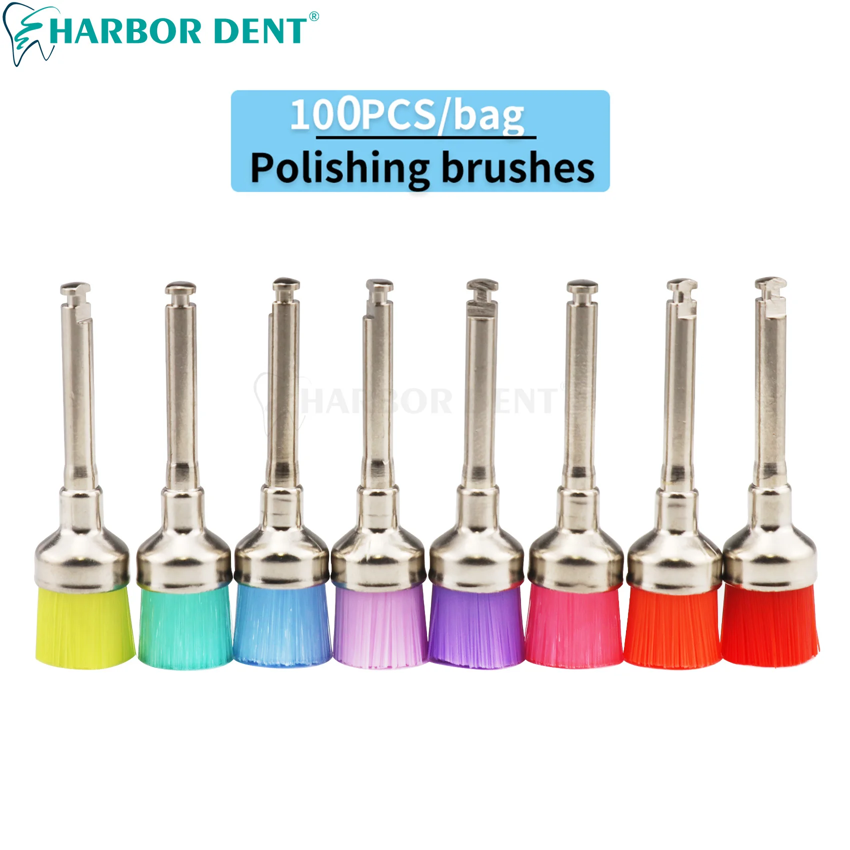 

100Pcs/Box Dental Polisher Colorful Bowl Teeth Whitening Nylon Bristle Brush For Contra-Angle Handpiece Dentistry Tools