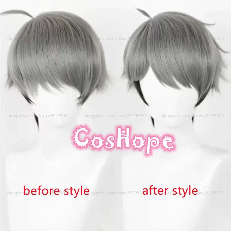 미야 아츠무 코스프레 가발, 미야 오사무무 코스프레 가발, 노란색, 회색, 검정색, 애니메이션 코스프레 가발, 내열성 합성 가발