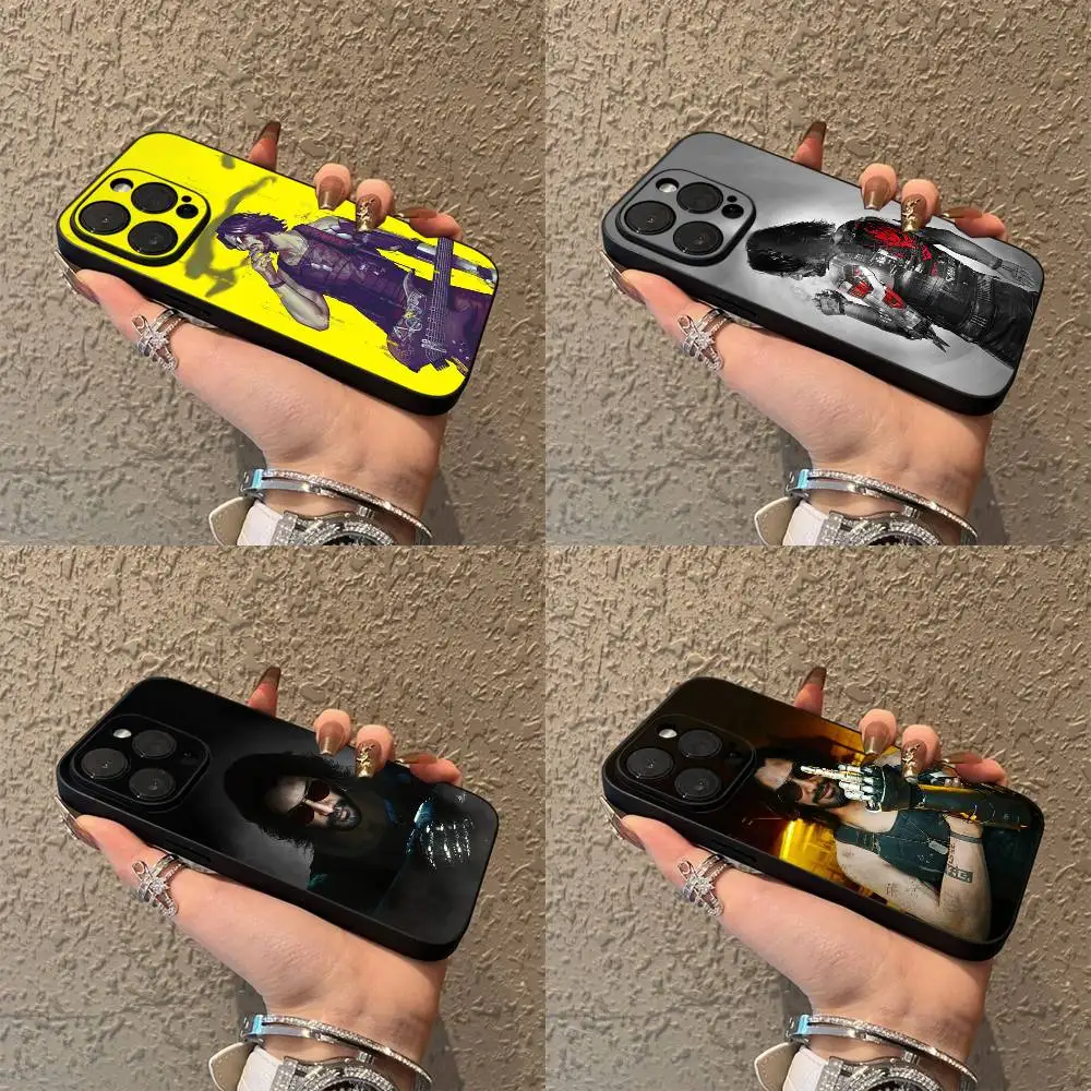 

C-Cyberpunk J-Johnny Silverhand Phone Case For iPhone 17,16,15,14,13,12,Pro,Max,Plus,E,SE4,Air,Mini Black Soft Box