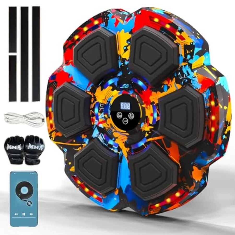 

Smart Music Boxing Machine with Bluetooth Sync for Adults Wall-Mounted Punching Workout Equipment in Black Ideal for Home Gym O