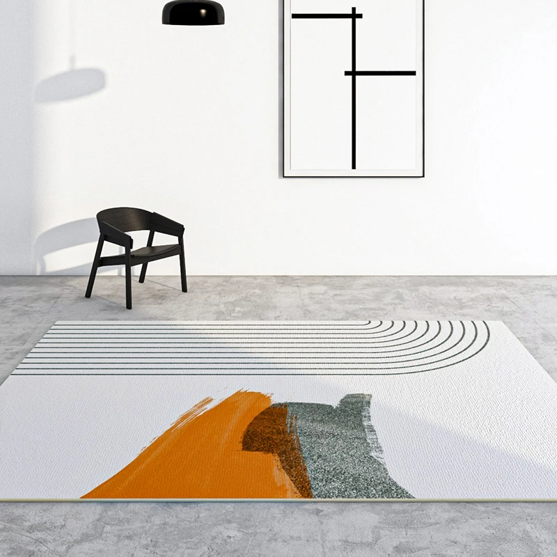 Simple Striped Bedroom Carpet, Living Room, Light Orange Sofa, Coffee Table, Study Office, White Porch, Non-slip Mat