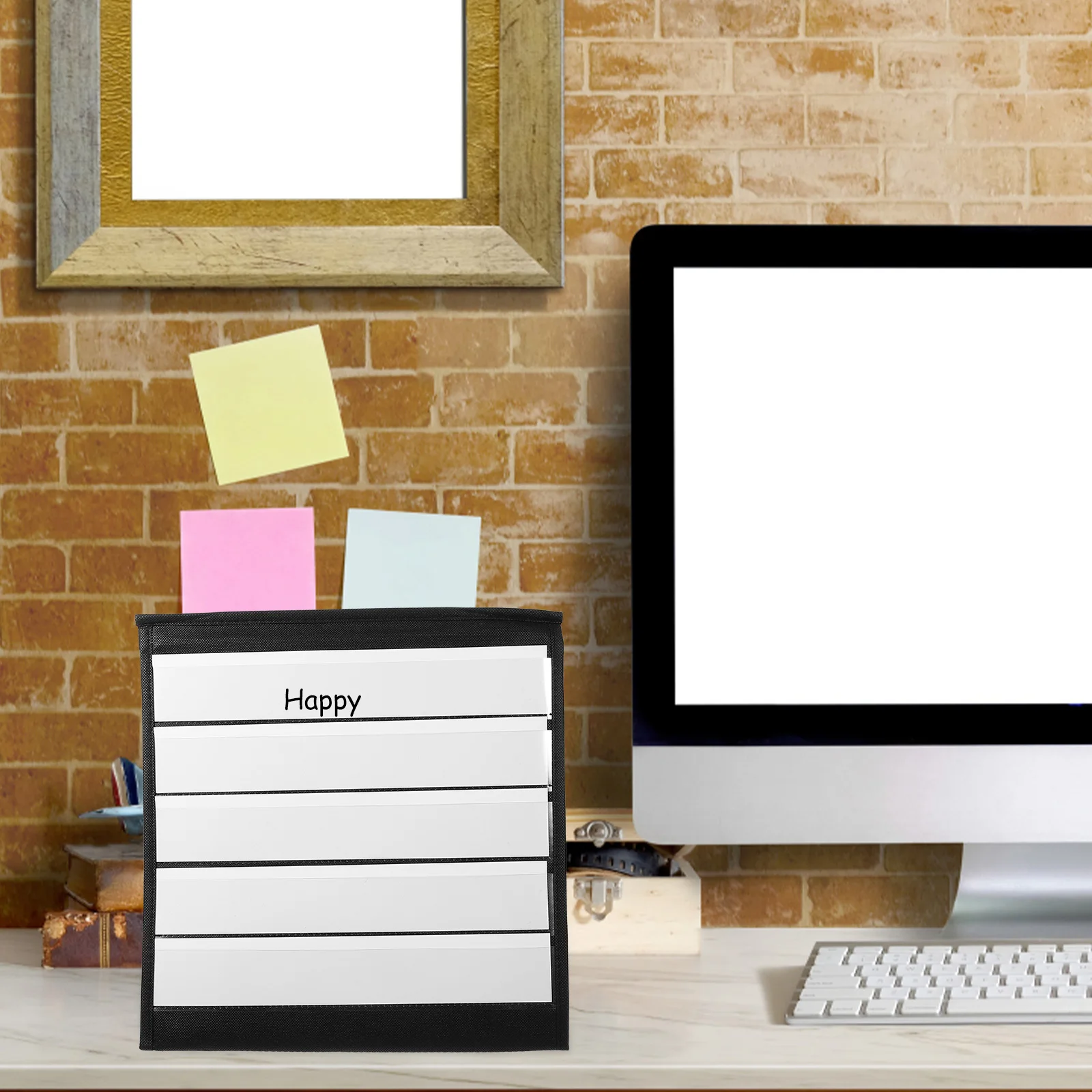 

1 Set Of Tabletop Tent Pocket Chart For Classroom Sturdy Triangular Design Doublesided Slots Foldable Storage Teacher Desk Must