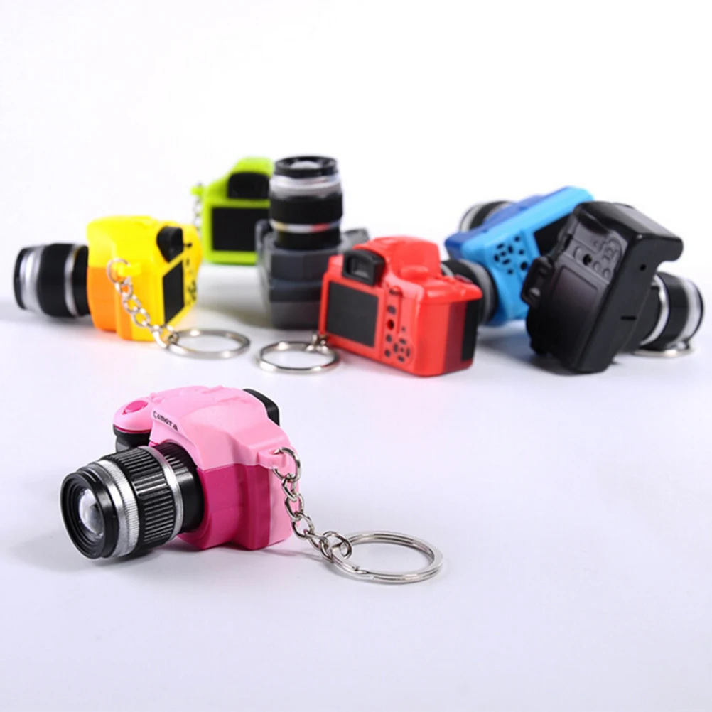 Mini Camera Keychain SLR Camera Keychain Car Key Chain Key Ring LED Flashlight Colorful Kaca Key Chain For Gift Wholesale