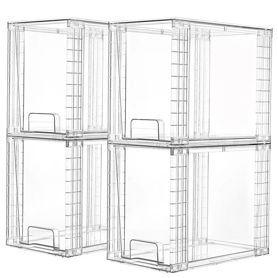 

4 Pack Clear Stackable Storage Drawers,9.7 High Plastic Organizers Bins for Skincare, Bathroom Supplies,Ideal for Cabinet,Unders