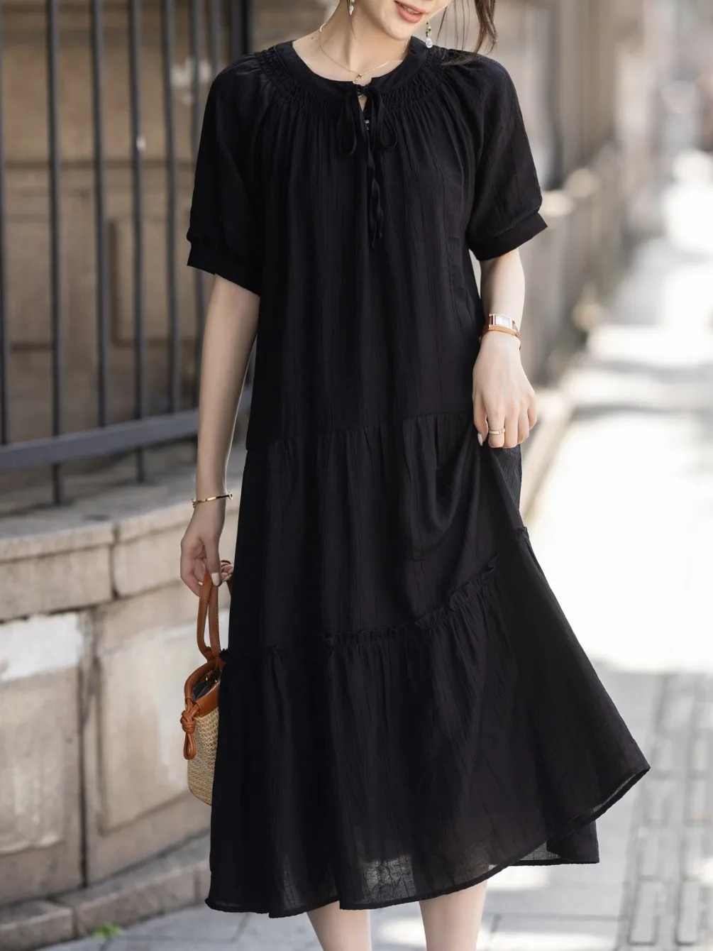 Hebe Sle Bla Bubble Sve Dr Vrouwen Zomer Ele Losse Afslanken Rechte Buis Lange Rok A-lijn ort Sve ronde Ne