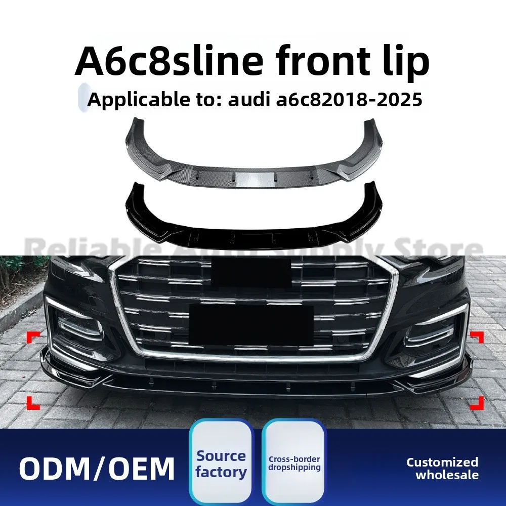 For Audi A6 C8 S-line 2018-2025 Front Lip Spoiler, ABS Bumper Splitter, OEM+ Upgrade, Precision OEM Fit, Modification Body Kit