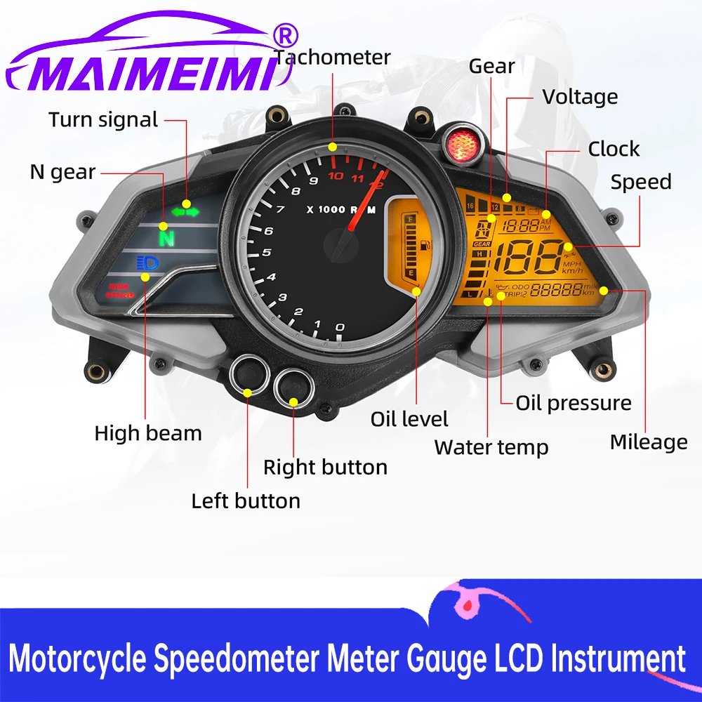 

Tachometer Digital Odometer Motorcycle Speedometer Meter Gauge LCD Instrument For Bajaj pulsar 135 150 160 180 200NS 2015-2018