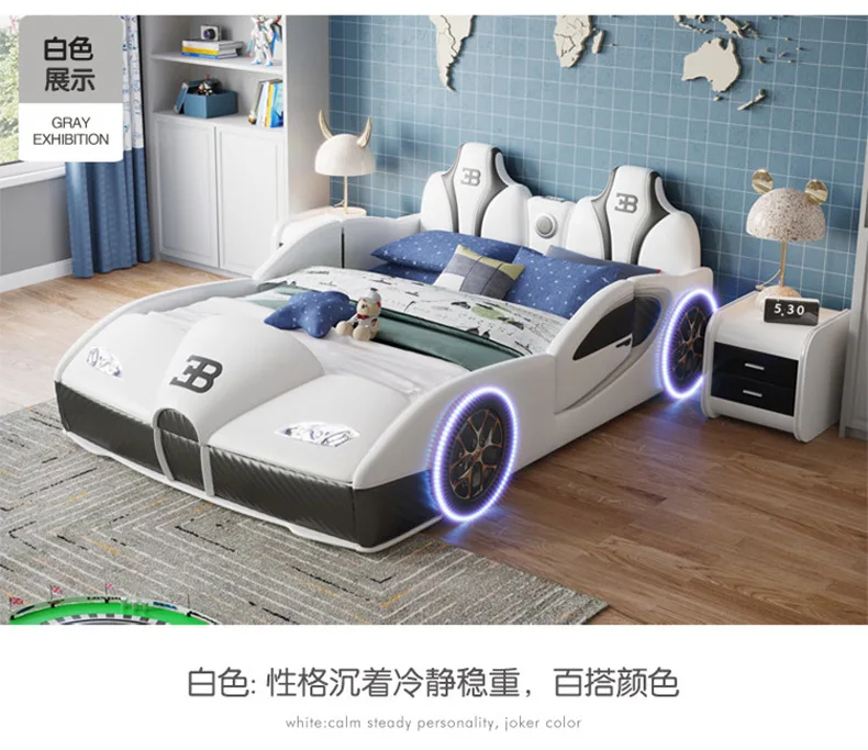 Children's bed boy car bed with guardrail 1.5 meters cartoon solid wood multi-functional double girl baby single bed