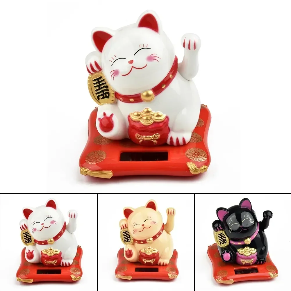 2.5 Japanese Solar Wave Hand Lucky Cat New Year Decorations Suitable For Home Office Car Decoration Decorative Ornaments