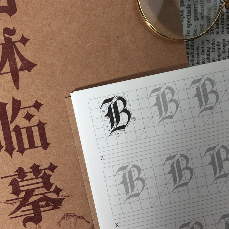 Professional English Calligraphy Copybook Special Gothic Style Calligraphy Tracing Practice Writing Pen Ink Copybook Art Supply