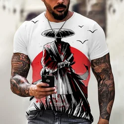 Vintage Samurai T-shirts For Men 3D Japanese Style Print Short Sleeve Tops Hip Hop Outdoor Streetwear Ninja Tees Men's T Shirts