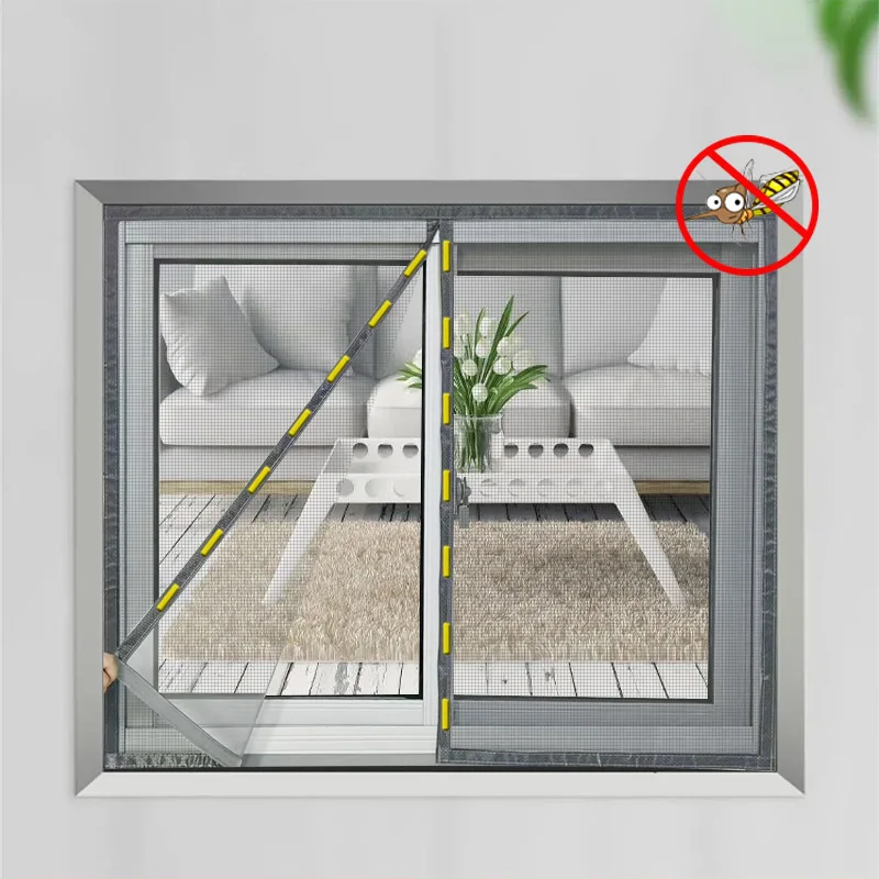 Customizable magnetic screen windows, screen door mesh curtains, magnetic door closing insect proof screen windows， Mosquito net