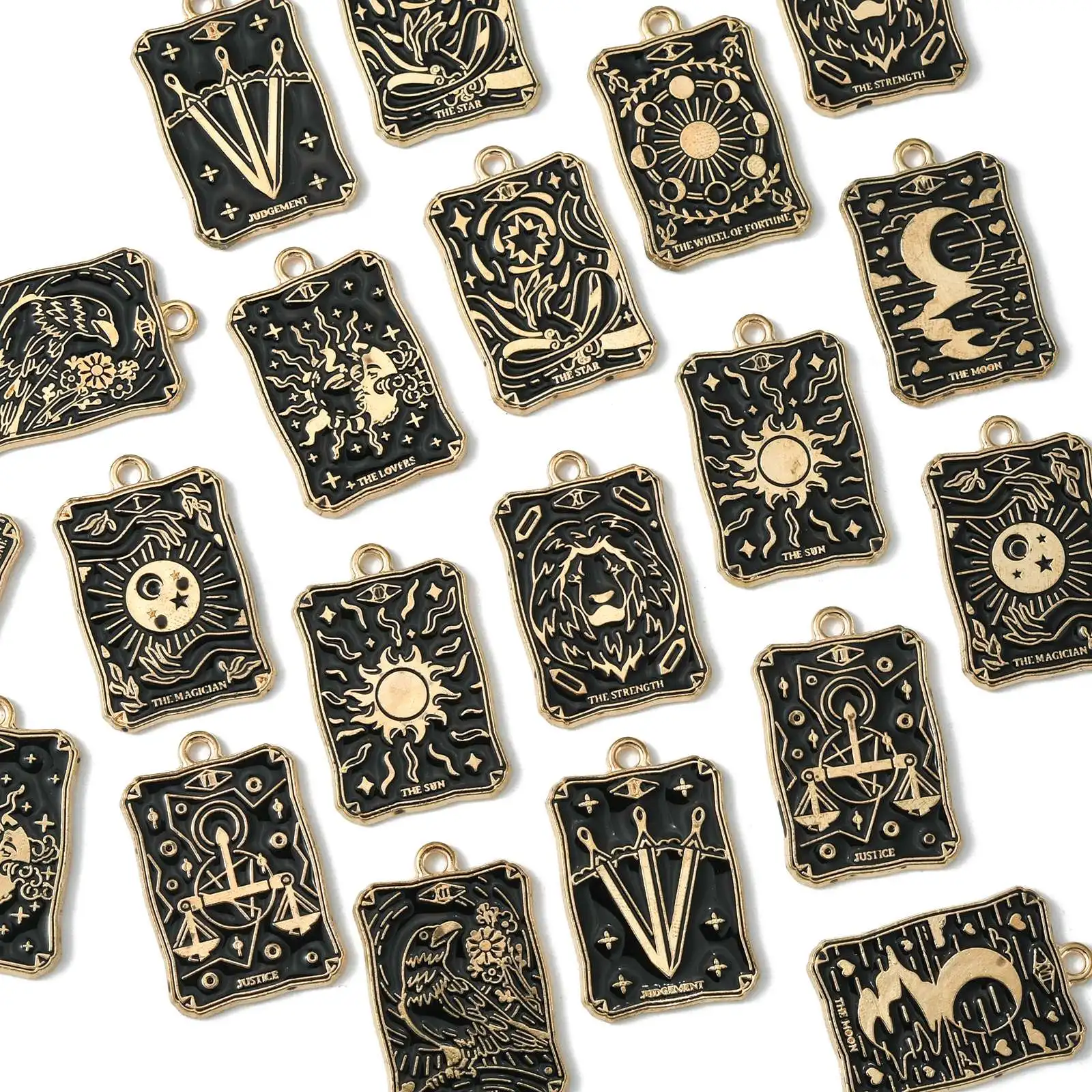 PandaHall 20 Stück 10 Stile Legierung Emaille-Anhänger Tarot-Charms Rechteckige Anhänger für Schmuckherstellung – Detail 8