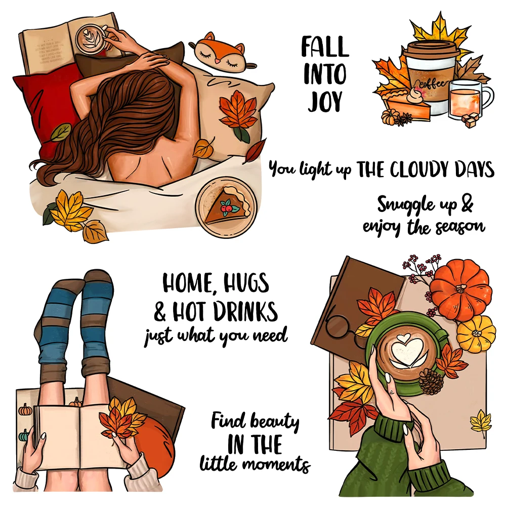 

Mangocraft Women Life In Warm Autumn Clear Stamp DIY Scrapbooking Supplies Silicone Stamp For Card Making Albums Crafts Decor