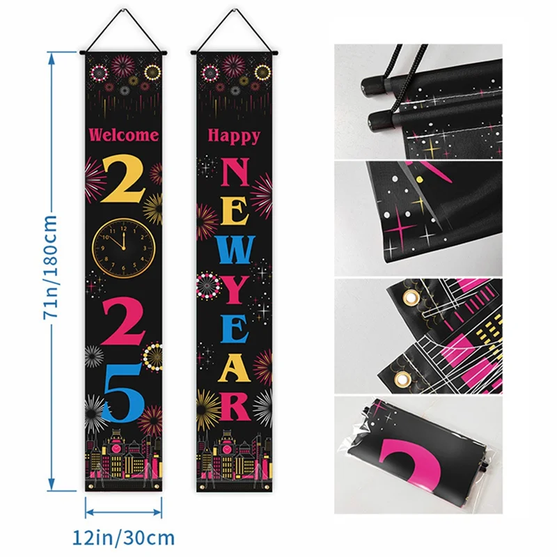 A11E-2025 راية السنة الجديدة زينة معلقة زينة السنة الجديدة مقاطع السنة الجديدة