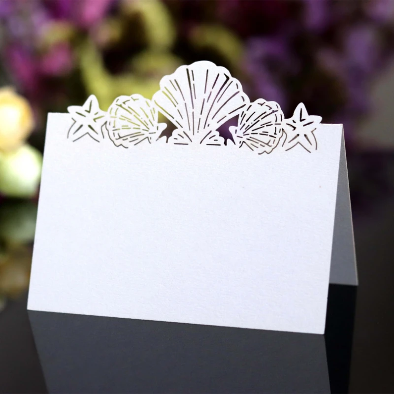 White Gold Shell Place Cards Reception Table Signature Card Wholesale for Party Decor Wedding Invitation Business Desk Seat Card