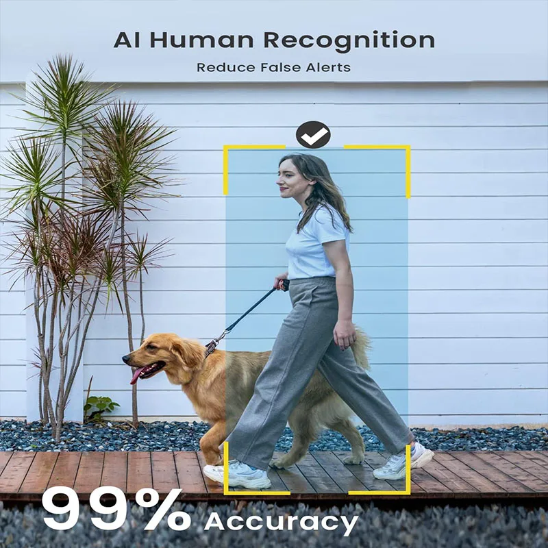 ieGeek2K WIFI Security Camera with 1.5W Solar Panel ， Night Vision Color, AI Motion Detection, Bi-Directional Audio，Alexa/IP65