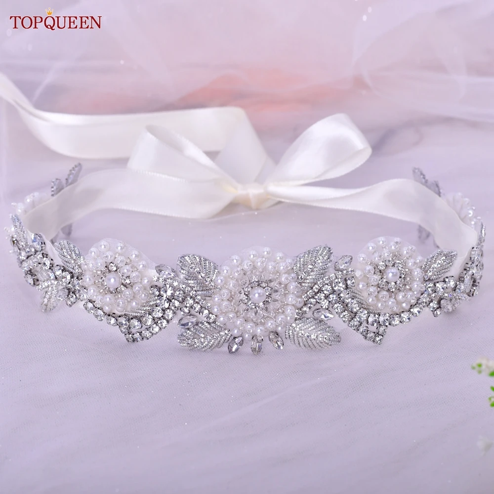 TOPQUEEN S70 Cưới Phụ Kiện Nữ Cô Dâu Đầm Dây Ngọc Trai Sang Trọng Bạc Ren Hình Hoa Đầm Nữ Đảng