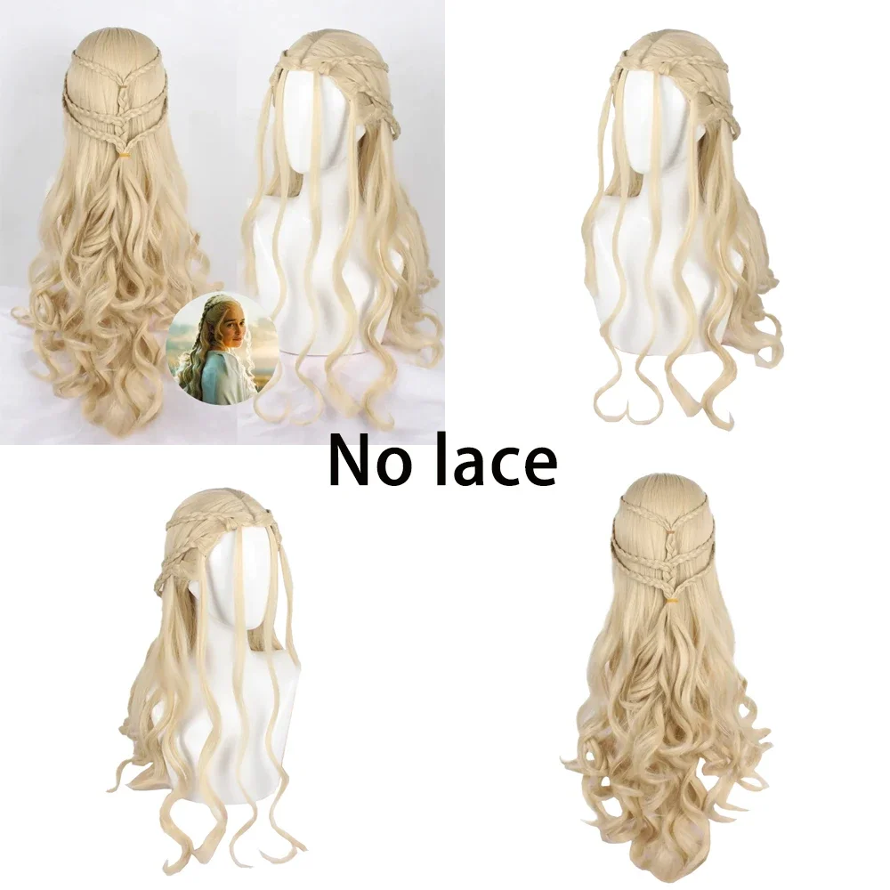 Game Of Thrones Daenerys Targaryne Cosplay Kunsthaar 13×4 Vordere Spitzenperücke Halloween Tägliche Party Hochwertiges langes lockiges Haar