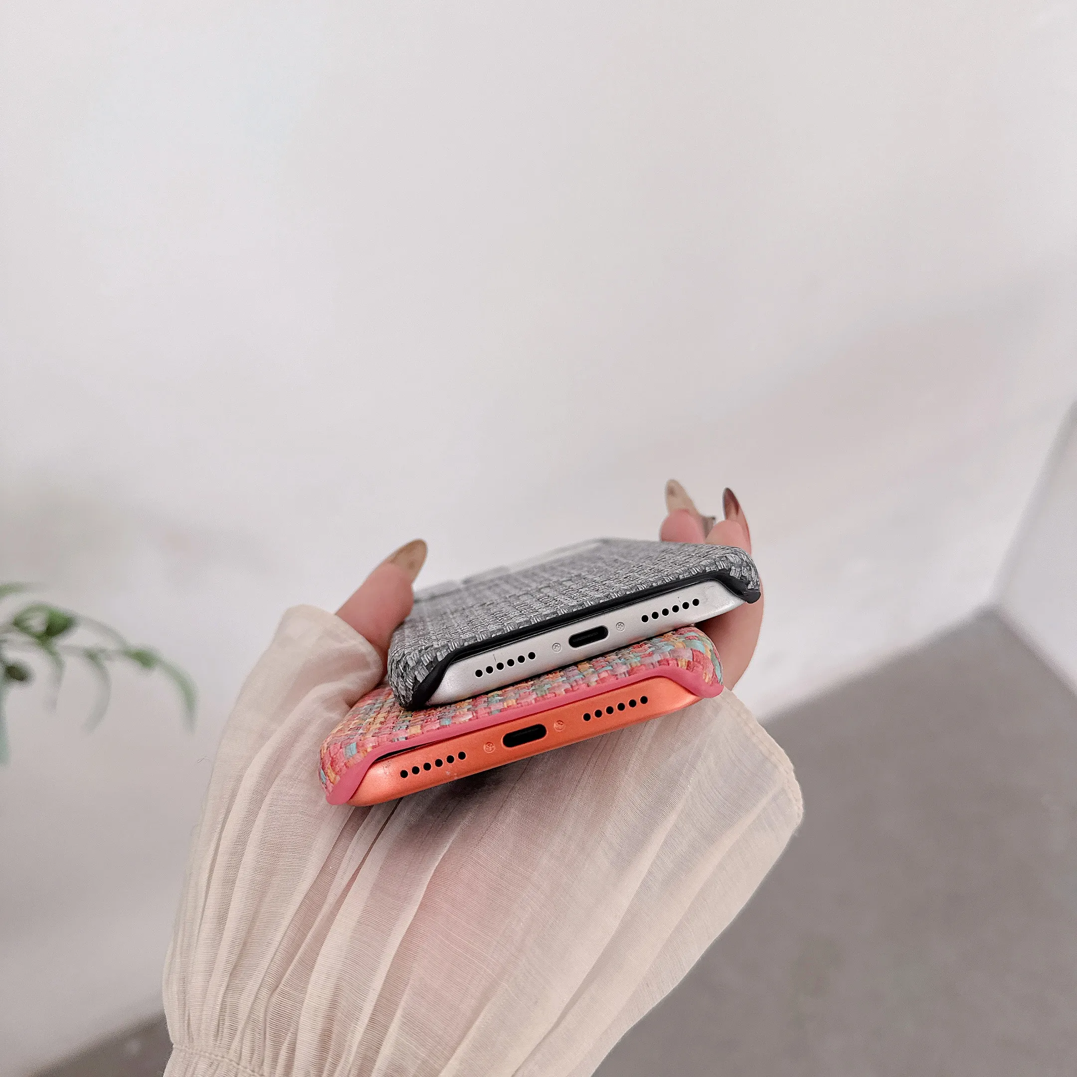 زخرفة نسيج منسوج مغناطيسي لهاتف آيفون 17 برو ماكس 16 15 14 13 برو ماكس بلس لحماية الغطاء الخلفي جراب هاتف