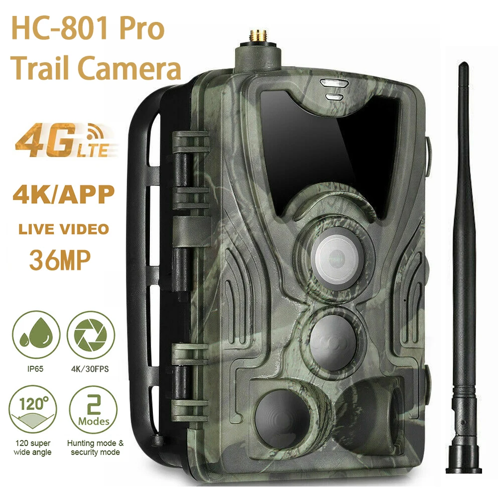 HC-801A/ HC-801Pro 4K UHD 36MP Wildlife Hunting Camera Night Vision 4G LTE APP Wireless Control Motion Trail Camera for Outdoor