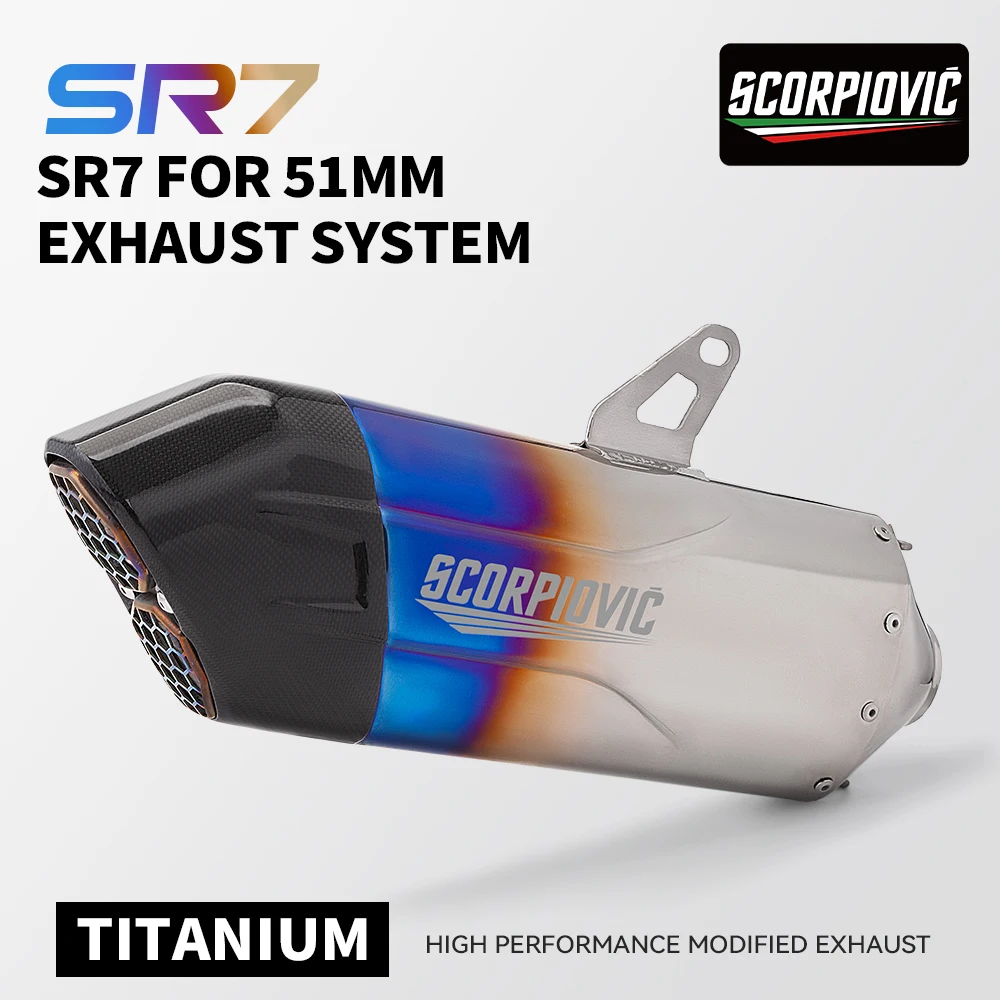 

Motorcycle exhaust pipe is suitable for SR7 exhaust front SR7 stainless steel titanium alloy carbon head and tail set muffler