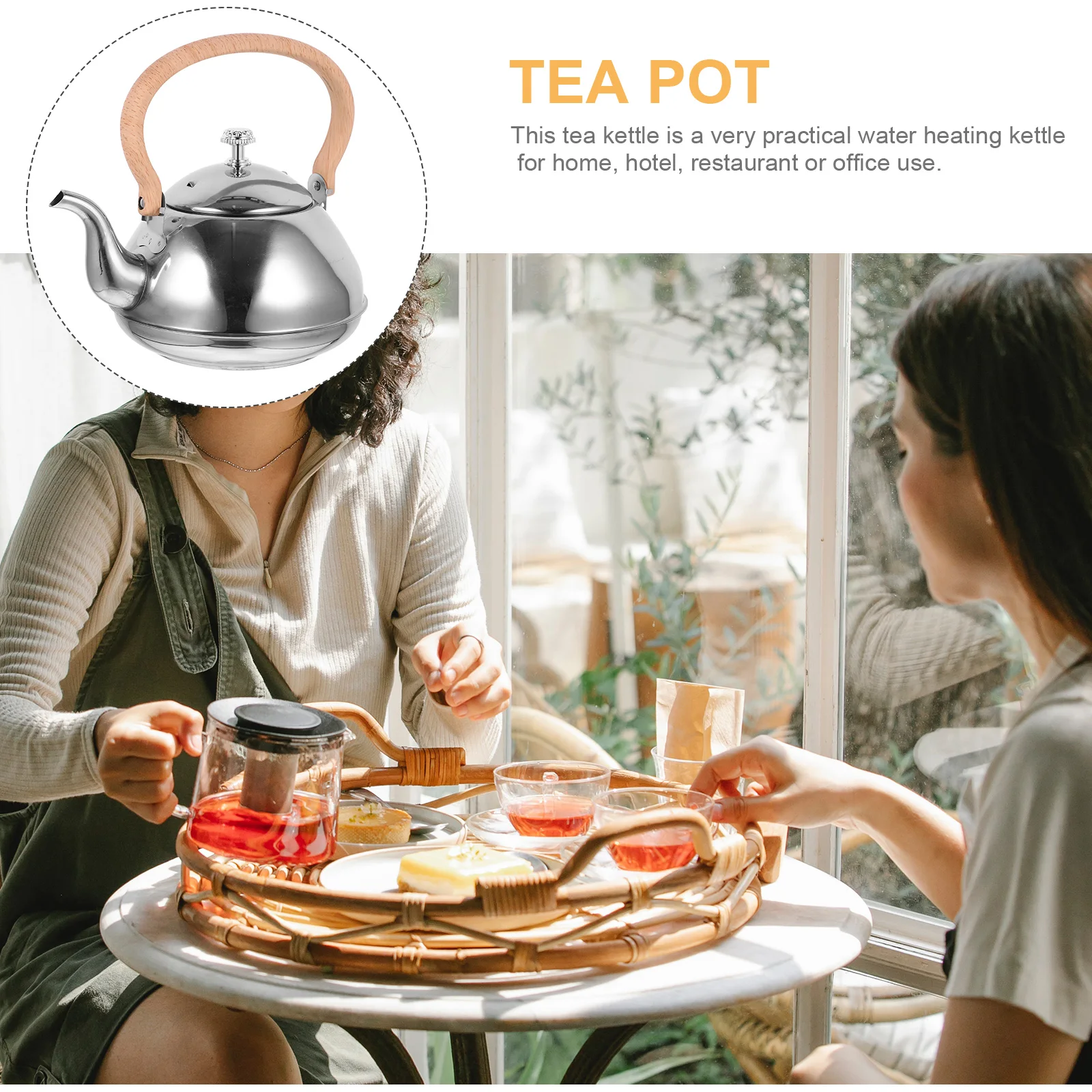 

Handle Boiling Kettle Tea Pots Stovetop Stainless Steel Teapot for Home Portable Kettles Restaurant Office