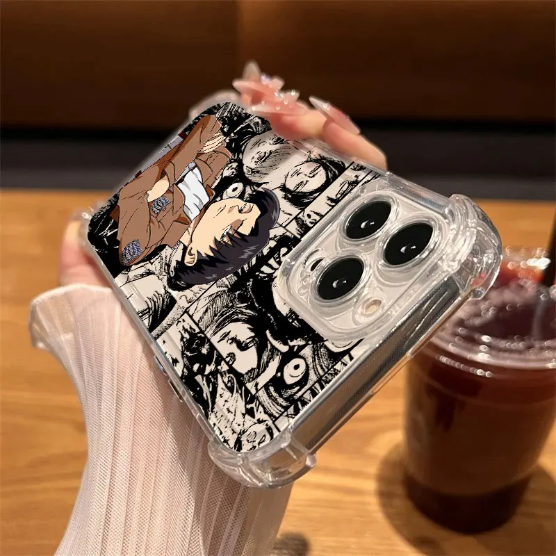 Eren Mikasa Ackerman Anime Handyhülle transparent für iPhone 17 16 14 15 11 12 13 Pro Max 16E 15 16 Plus 17 Air Soft stoßfeste Abdeckung