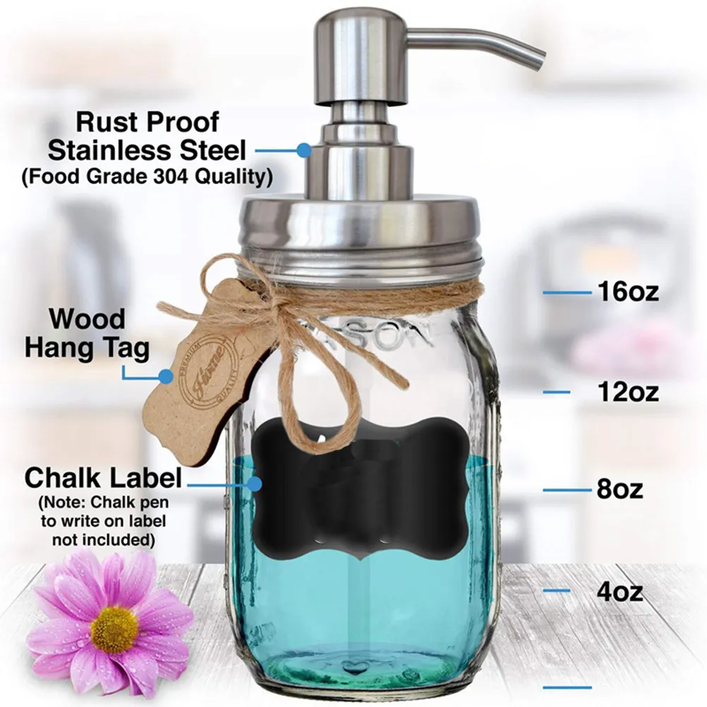 

2Pcs Stainless Steel Soap Dispenser Pump Lid Leakproof Soft Gasket Replacement for Bathroom Kitchen Laundry Room Lotion Bottles