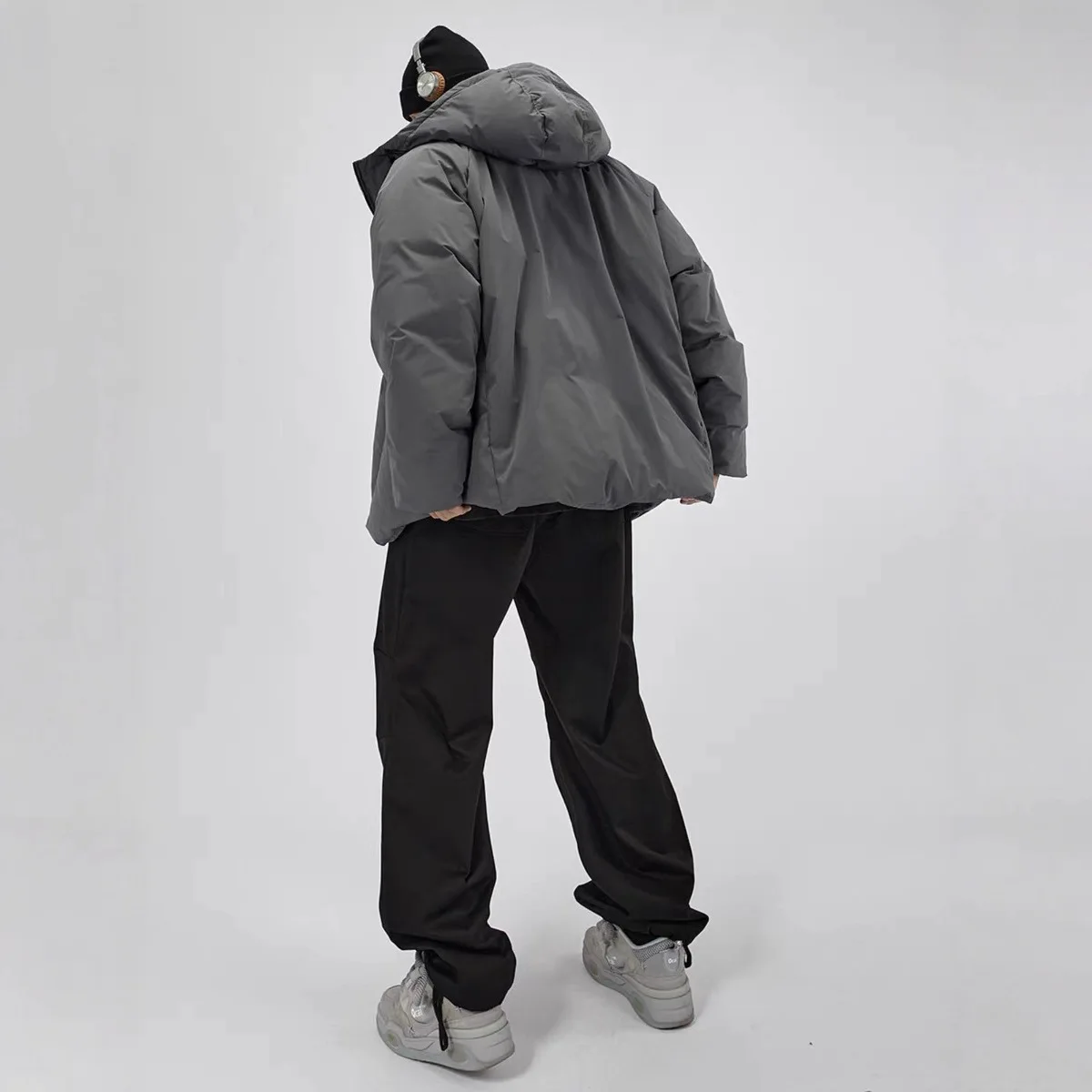Winter Men Down Jacket New Thicken Solid Color Simple Versatile Male Coat Long Sleeve Hooded Sport Loose Casual Man Outerwear