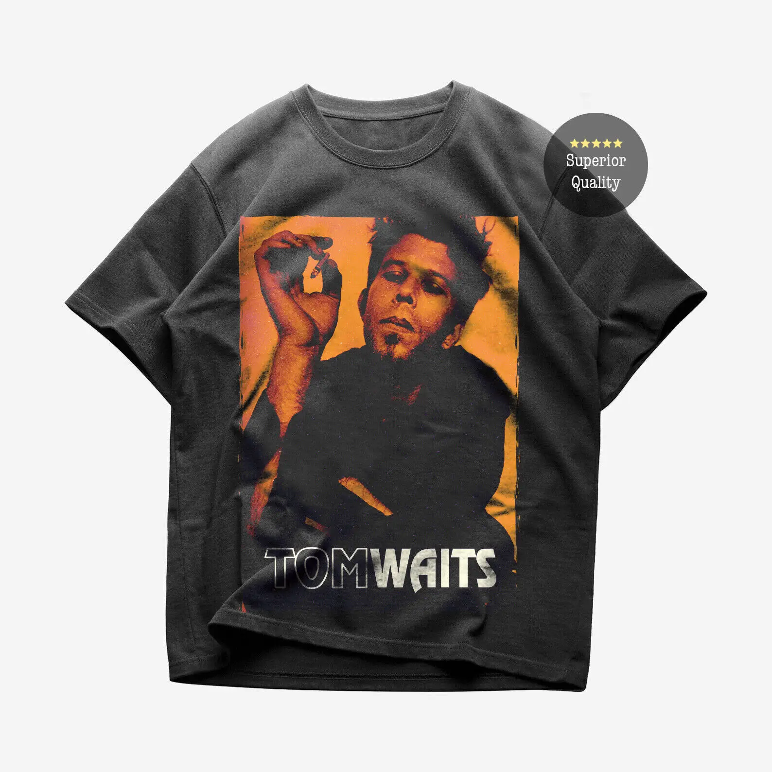 

Tom Waits T-Shirt - Vintage Music Tee - Young Tom Waits Smoking Tee Rare Design