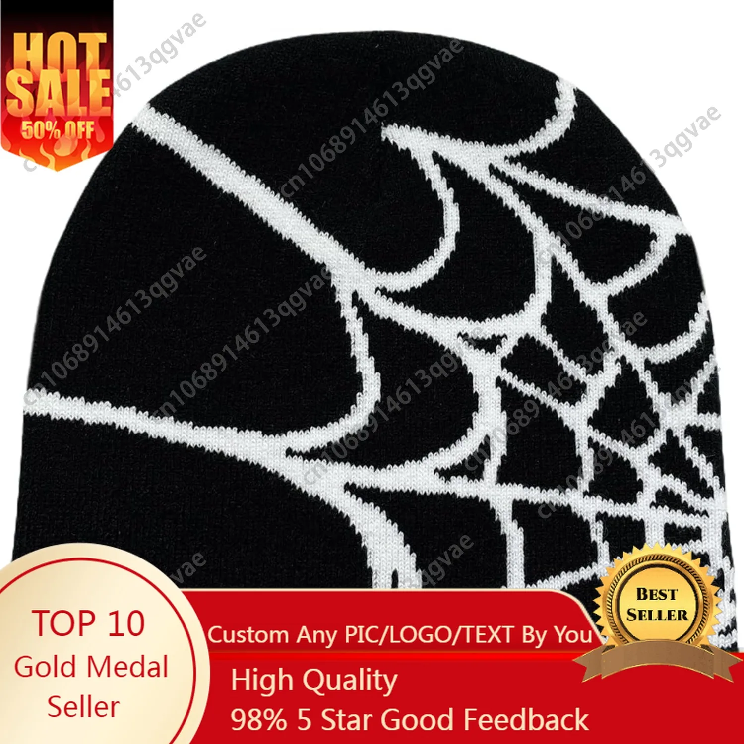 

Pooyikoi Y2K Gothic Spider Pattern Wool Acrylic Knitted Hat Women Beanie Winter Warm Beanies Men Casual Skullies Outdoor