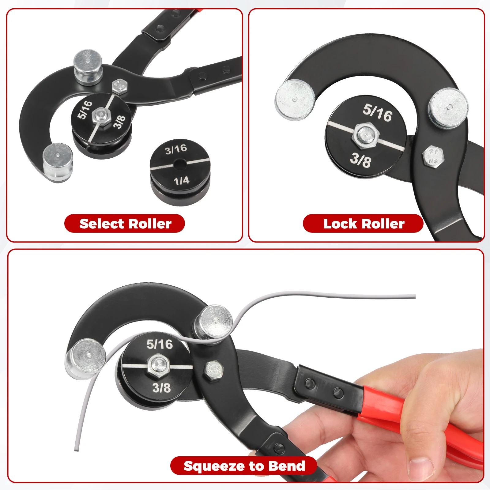 Factory Direct 2026 Tube Bender Pliers 3/16'' 1/4'' 5/16'' 3/8'' Brake Line Bender Versatile Brake Pipe Bender Tool for Brass