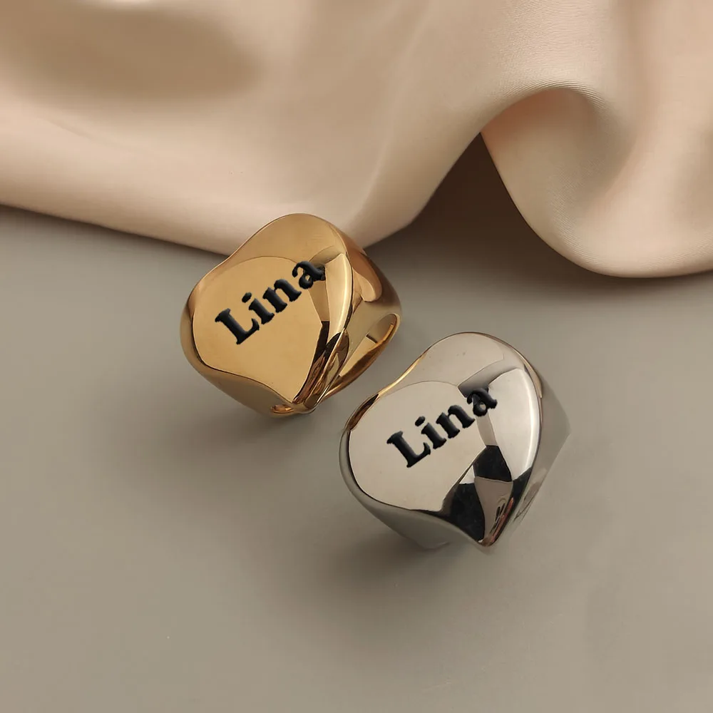 

New casting love custom name stainless steel gold-plated 18K men's ring, waterproof and non-fading custom ring