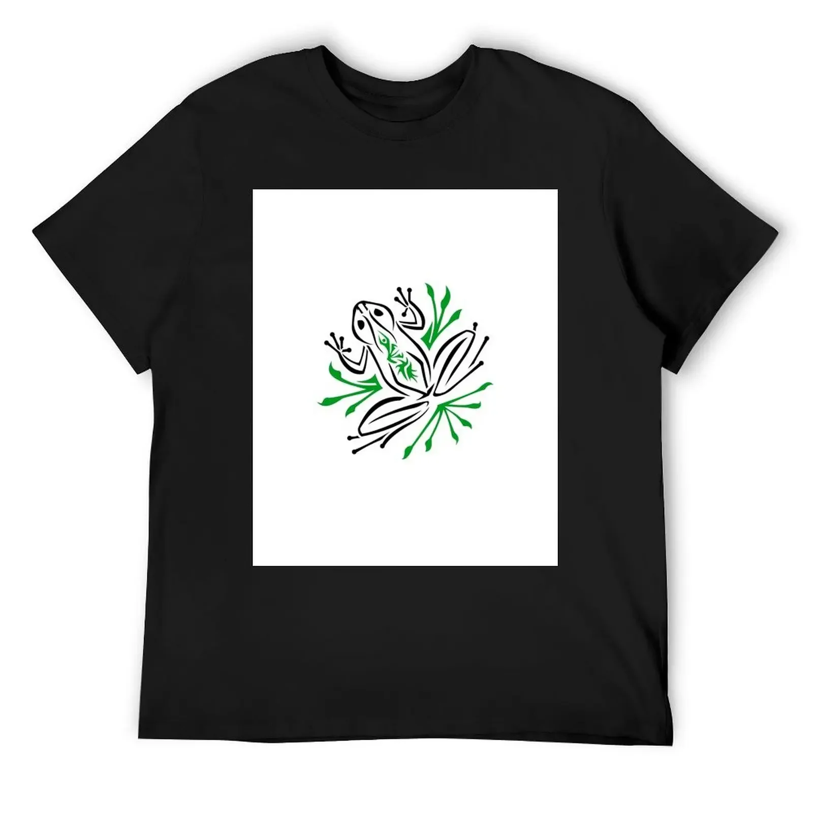 Black and Green Frog - Abstract / Tribal - Cute Frog T-Shirt anime figures graphics quick drying sweat men t shirt