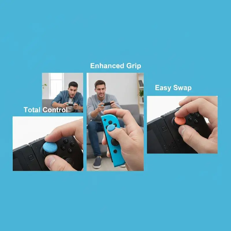 New 4/8Pcs Silicone Thumb Grip Caps Non Slip Textured Easy Install for All Gaming Controllers Family Party Gaming Use