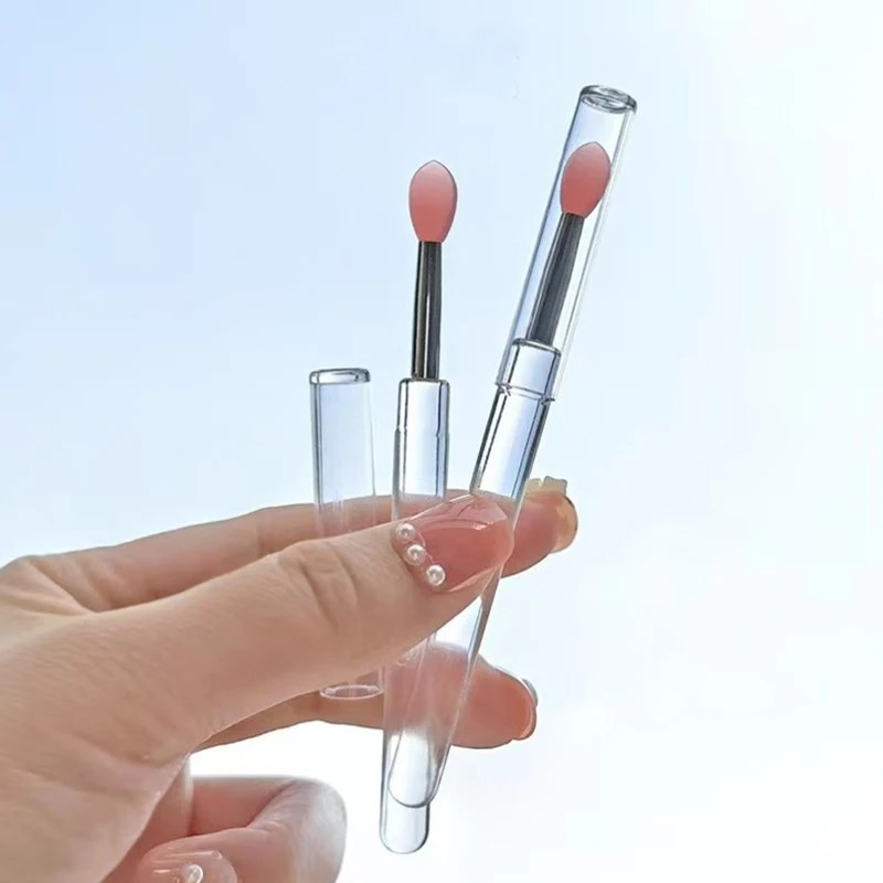 1pc portátil silicone escova labial com capa macio multifuncional aplicador de bálsamo labial batom lipgloss sombra pincéis de maquiagem