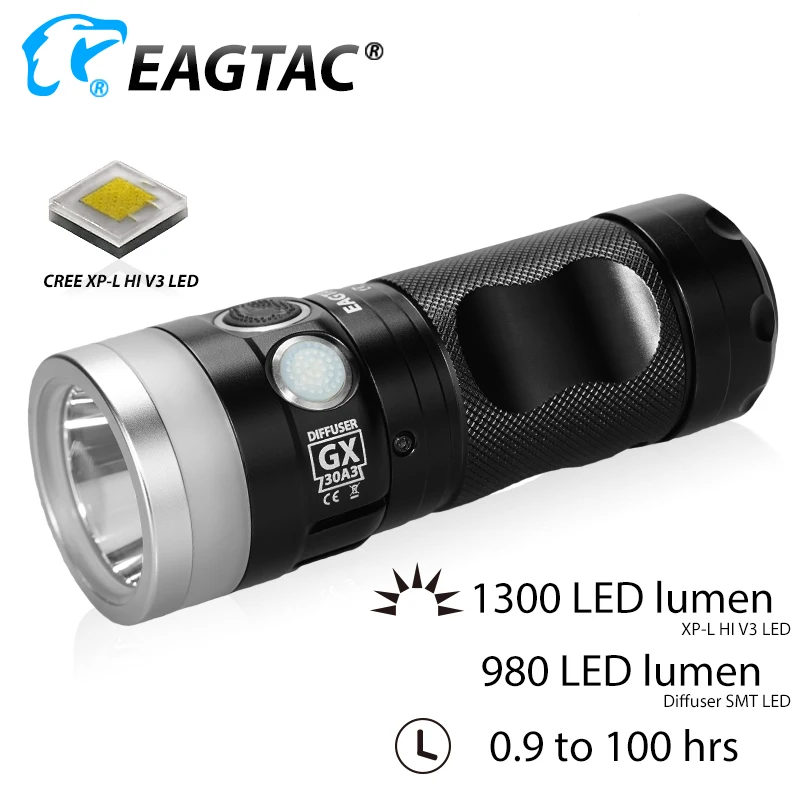EAGTAC GX30A3D Diffuser Ultra Compact 2330 Lumens CREE LED Flashlight EDC Torch Spot Light 3*AA Battery Traffic Wand