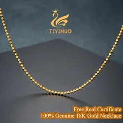 TIYINUO Authentic AU750 Real 18K Gold Beads Chain Necklace For Woman Fine Jewelry Exquisite Birthday Gift Present