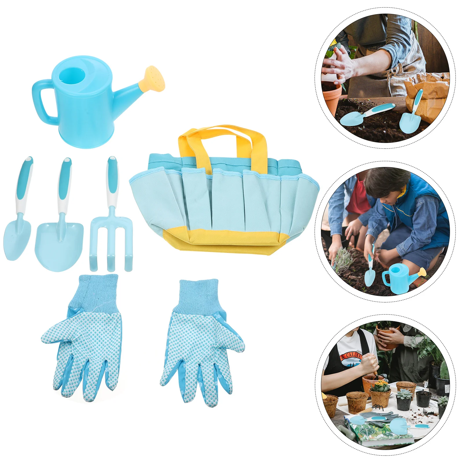 1Set Garden Tools Shovel Rake Set Portable -Sized Handle for Outdoor Planting Activities Educational Yard Work